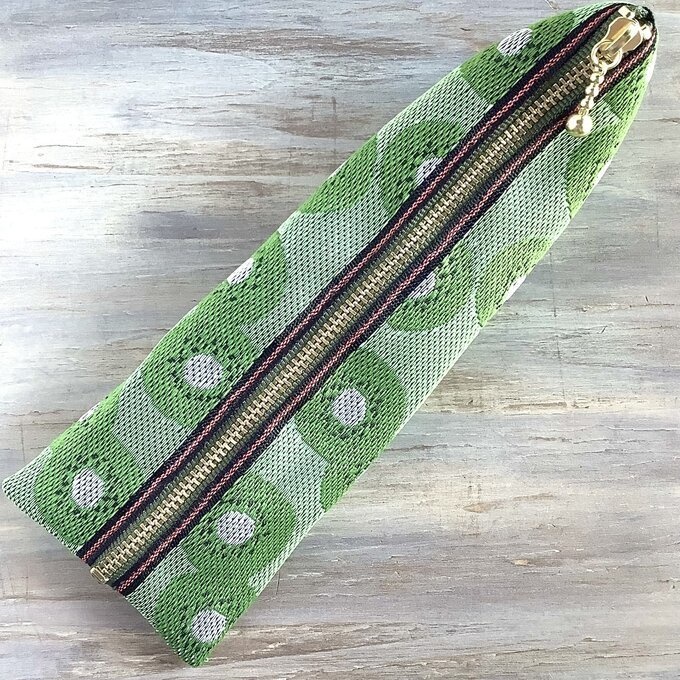 【キウイ】畳縁 テトラ型 ペンケース グリーン 可愛い フルーツ