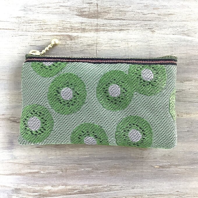 【キウイ】畳縁 ぺたんこ ミニポーチ 小銭入れ カードケース レトロ フルーツ 可愛い グリーン