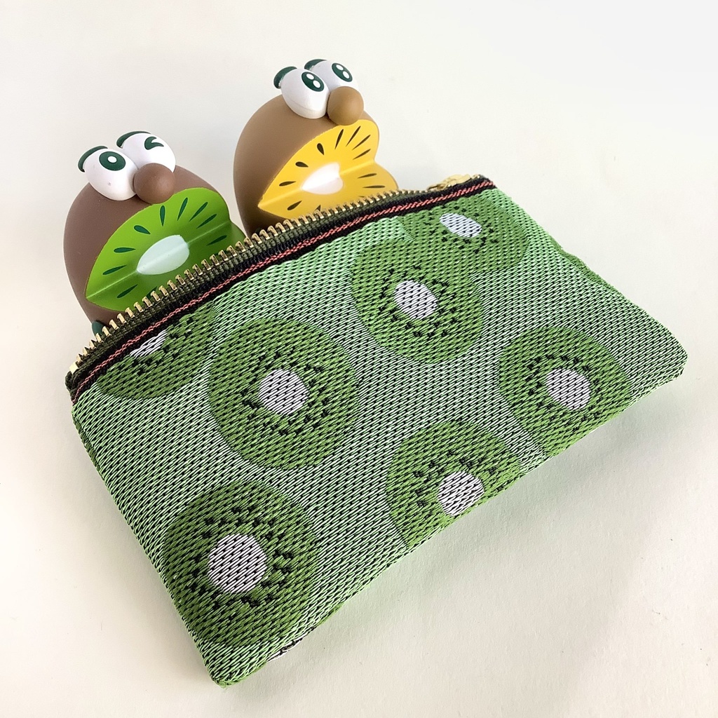 【キウイ】畳縁 ぺたんこ ミニポーチ 小銭入れ カードケース レトロ フルーツ 可愛い グリーン