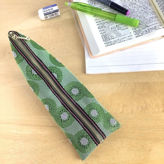 【キウイ】畳縁 ぺたんこ ミニポーチ 小銭入れ カードケース レトロ フルーツ 可愛い グリーン