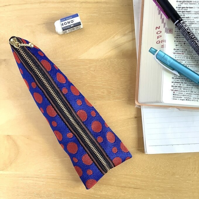 【赤い水玉】畳縁 ぺたんこ ミニポーチ 小銭入れ カードケース 紺 赤 ドット