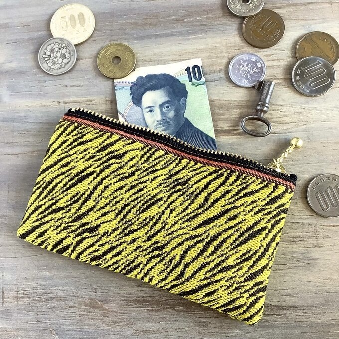 【虎柄】畳縁 ぺたんこ ミニポーチ 小銭入れ カードケース 寅 虎 干支 タイガー