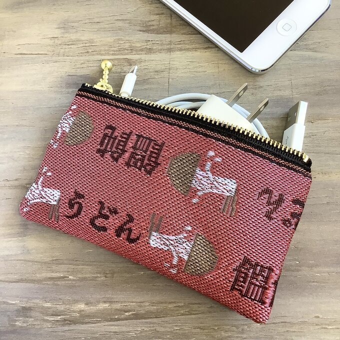 【ピリカラうどん】畳縁 ぺたんこ ミニポーチ 小銭入れ カードケース 赤 うどん 丼