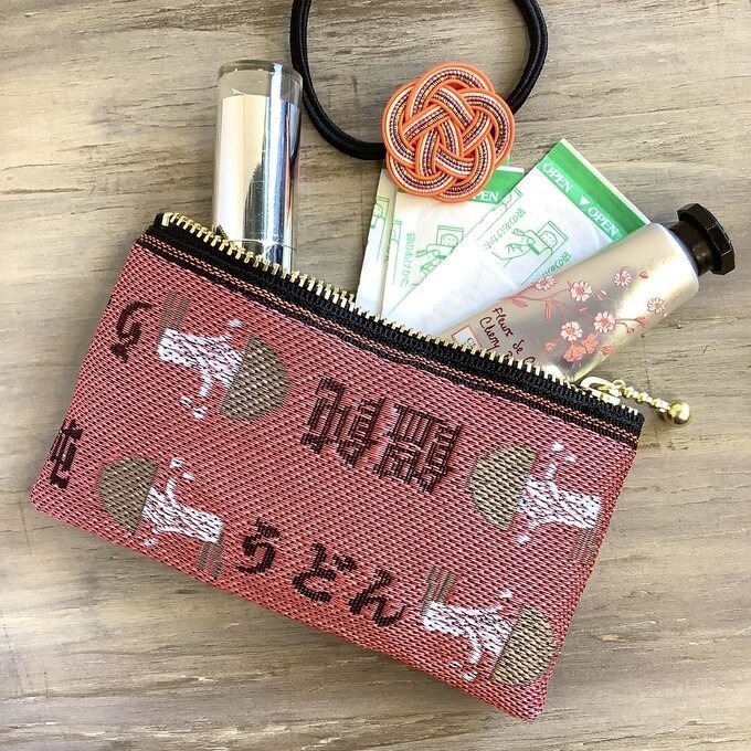 【ピリカラうどん】畳縁 ぺたんこ ミニポーチ 小銭入れ カードケース 赤 うどん 丼