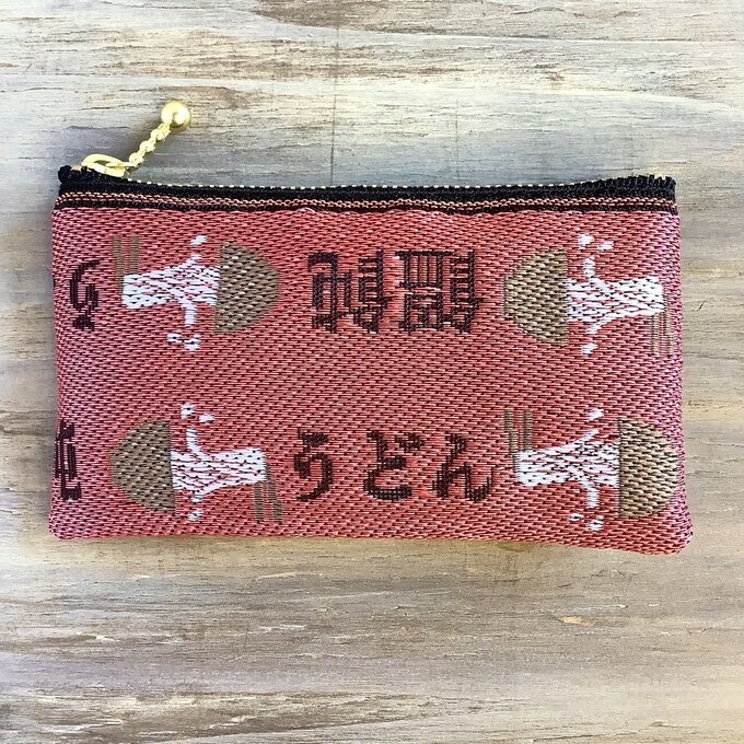 【ピリカラうどん】畳縁 ぺたんこ ミニポーチ 小銭入れ カードケース 赤 うどん 丼