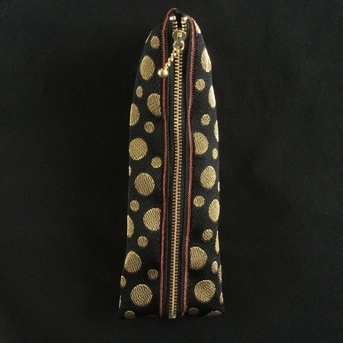 【黒×金 水玉】畳縁 ペンケース ドット おうち時間 クール 和風