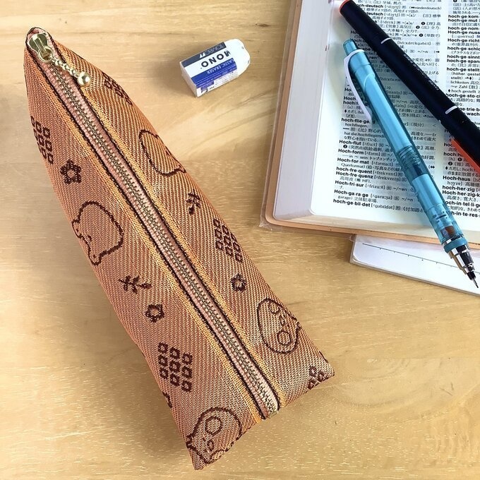 【カエルとトリさん】畳縁 ぺたんこ ミニポーチ 小銭入れ カードケース オレンジ 夕焼け色 蛙 鳥 オカメインコ