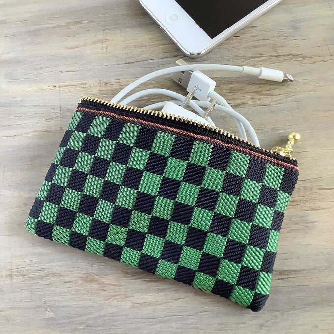 【兄妹柄】畳縁 ぺたんこ ミニポーチ カードケース 小銭入れ 市松 麻の葉