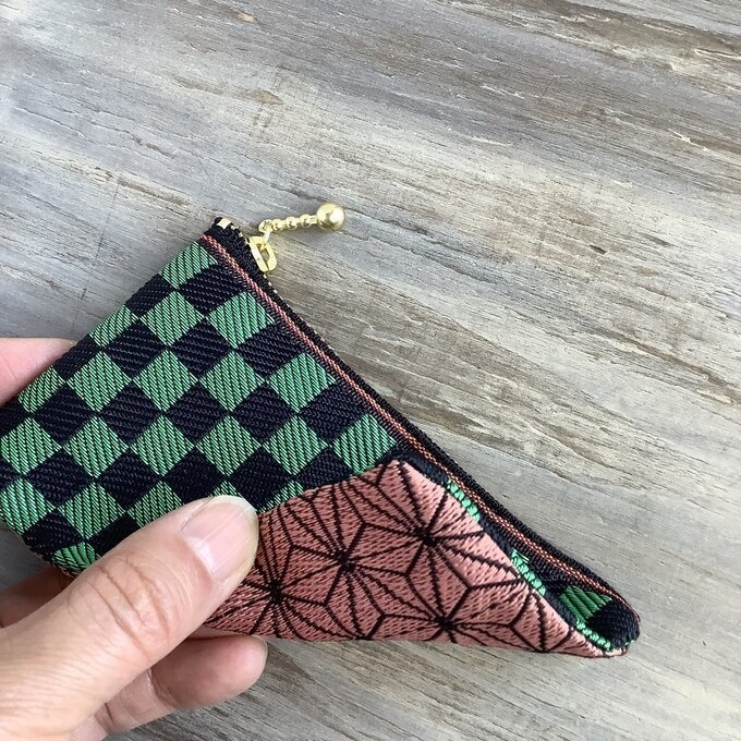 【兄妹柄】畳縁 ぺたんこ ミニポーチ カードケース 小銭入れ 市松 麻の葉