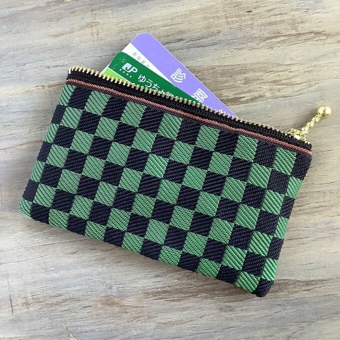 【兄妹柄】畳縁 ぺたんこ ミニポーチ カードケース 小銭入れ 市松 麻の葉