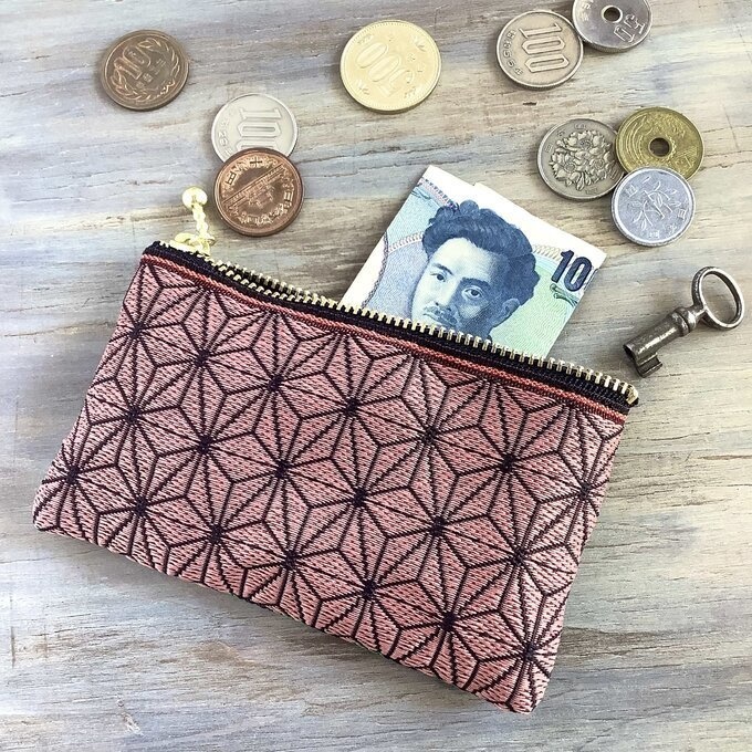 【兄妹柄】畳縁 ぺたんこ ミニポーチ カードケース 小銭入れ 市松 麻の葉