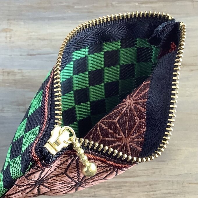 【兄妹柄】畳縁 ぺたんこ ミニポーチ カードケース 小銭入れ 市松 麻の葉