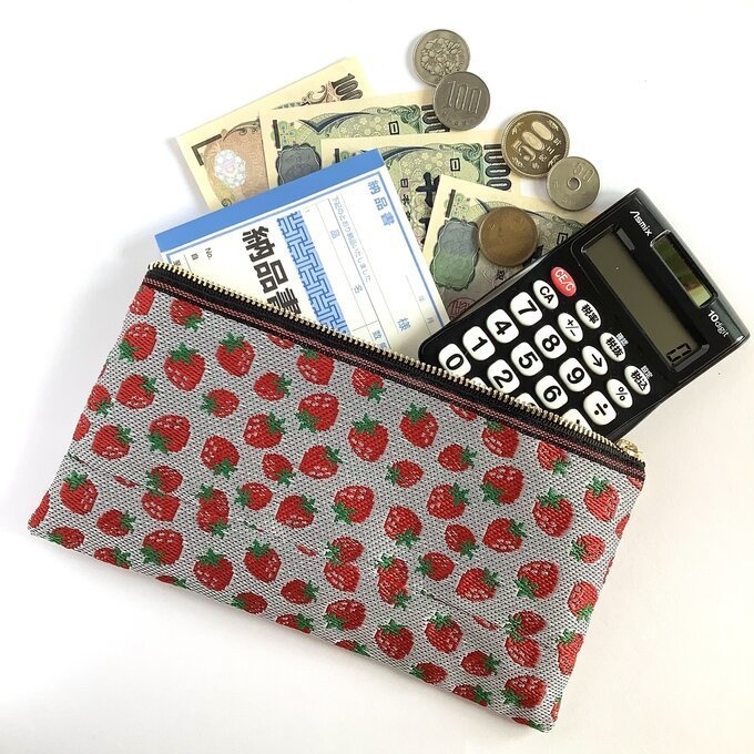【いちご】畳縁 幅広 ペンケース マスクケース ポーチ 財布