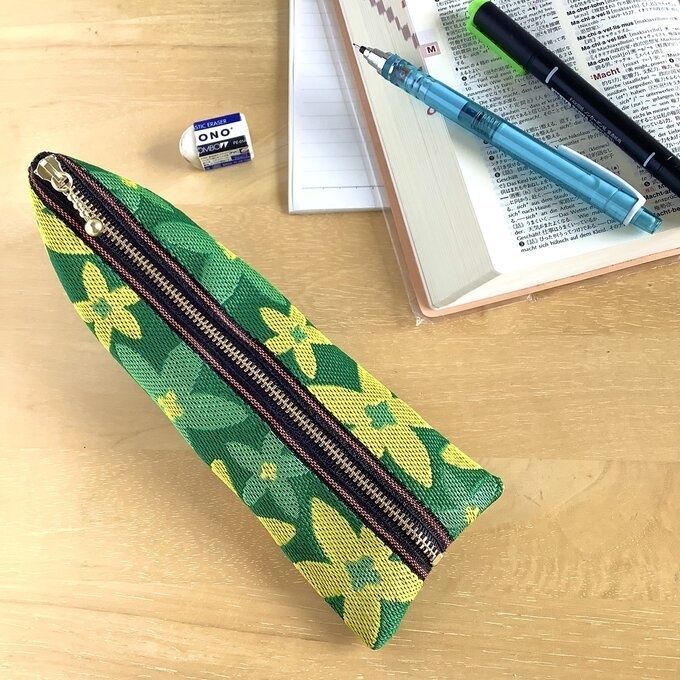 【スターフラワー】畳縁 ぺたんこ 小銭入れ カードケース ミニポーチ 緑 大人可愛い