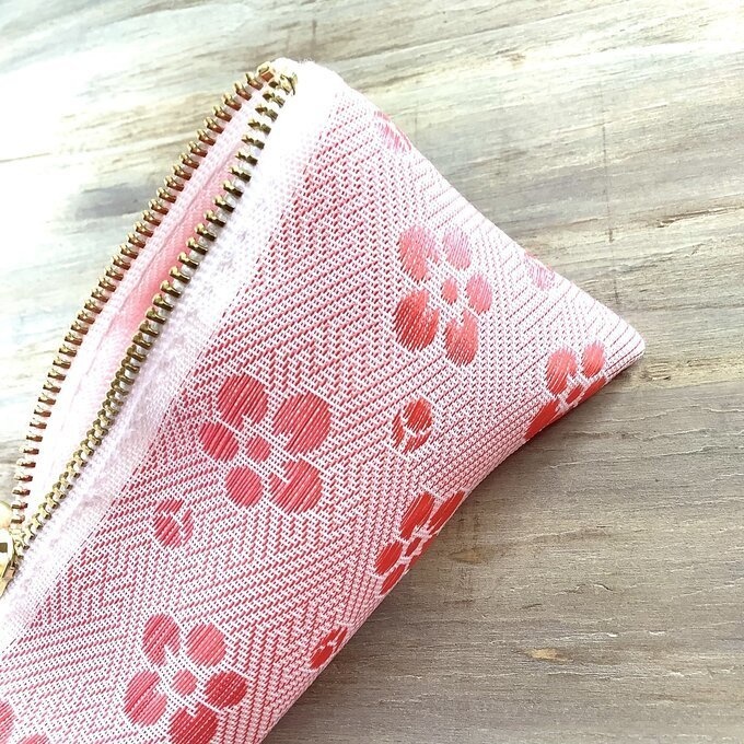 【梅花】畳縁 テトラ型 ペンケース 和風 桃色 ピンク 春