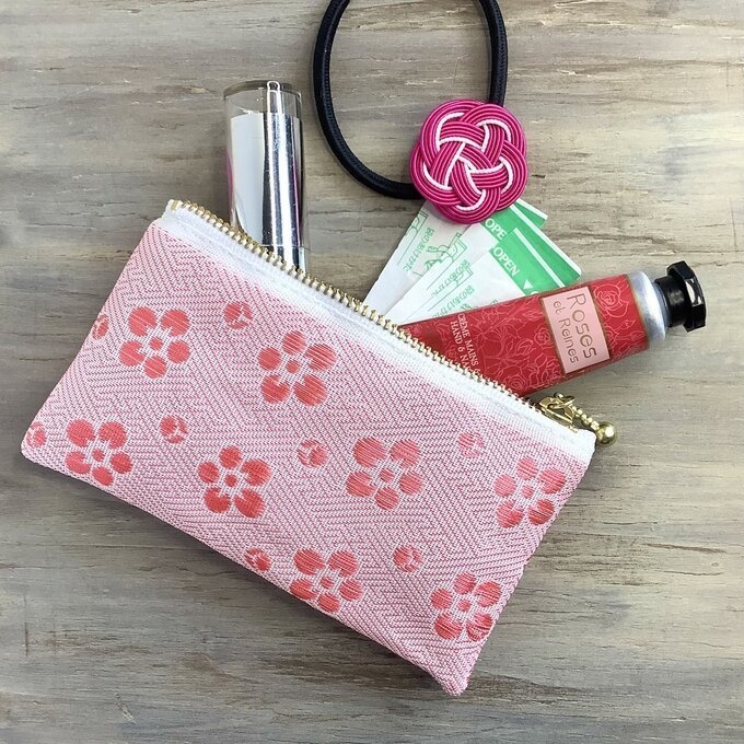 【梅花】畳縁 テトラ型 ペンケース 和風 桃色 ピンク 春