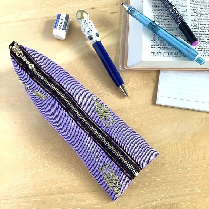 【ロケット】畳縁 ぺたんこ ミニポーチ カードケース 小銭入れ 宇宙 薄紫 夜明け