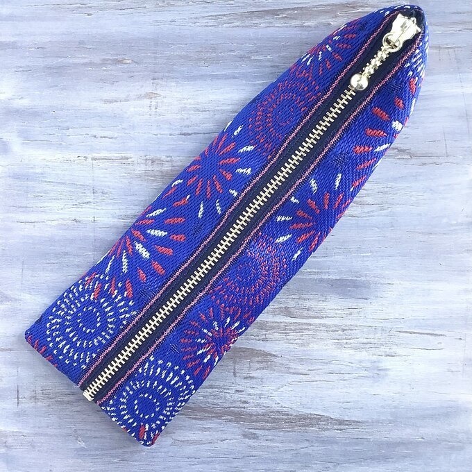 【花火】畳縁 テトラ型 ペンケース 紺 夏 お祭り