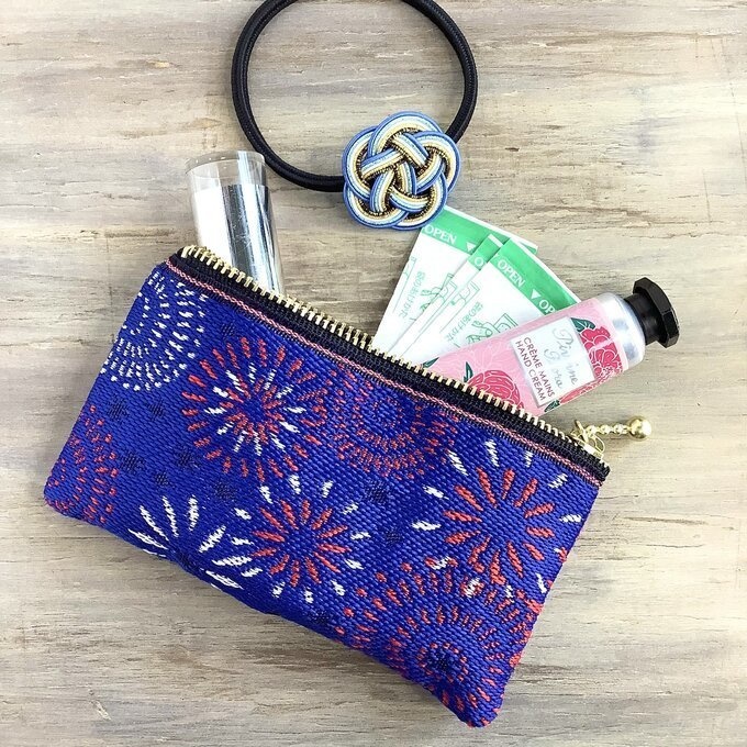 【花火】畳縁 テトラ型 ペンケース 紺 夏 お祭り