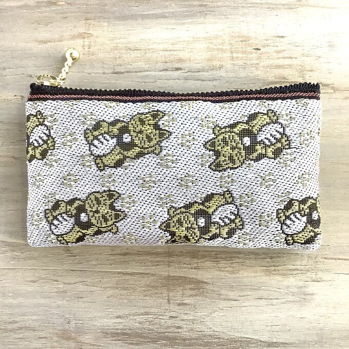 【銀の招き猫】畳縁 ぺたんこ ミニポーチ 小銭入れ カードケース 縁起物 猫 シルバー 幸運