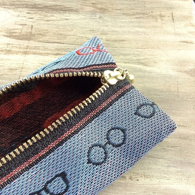 【メガネ柄】畳縁 ぺたんこ ペンケース ブルー 眼鏡 めがね ユニーク