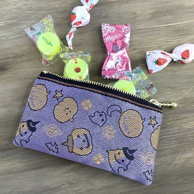 【ハロウィン】畳縁 テトラ型 ペンケース 紫 かぼちゃ オバケ こうもり