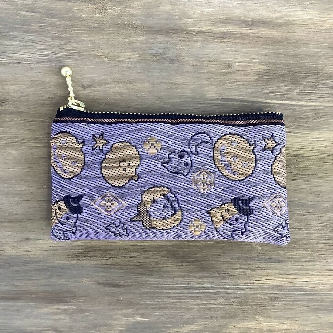【ハロウィン】畳縁 ぺたんこ ミニポーチ カードケース 小銭入れ 紫 おばけ かぼちゃ