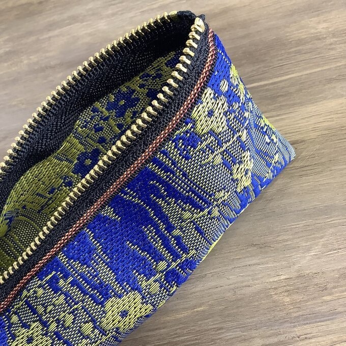 【金梅】畳縁 テトラ型 ペンケース 青 和風 梅