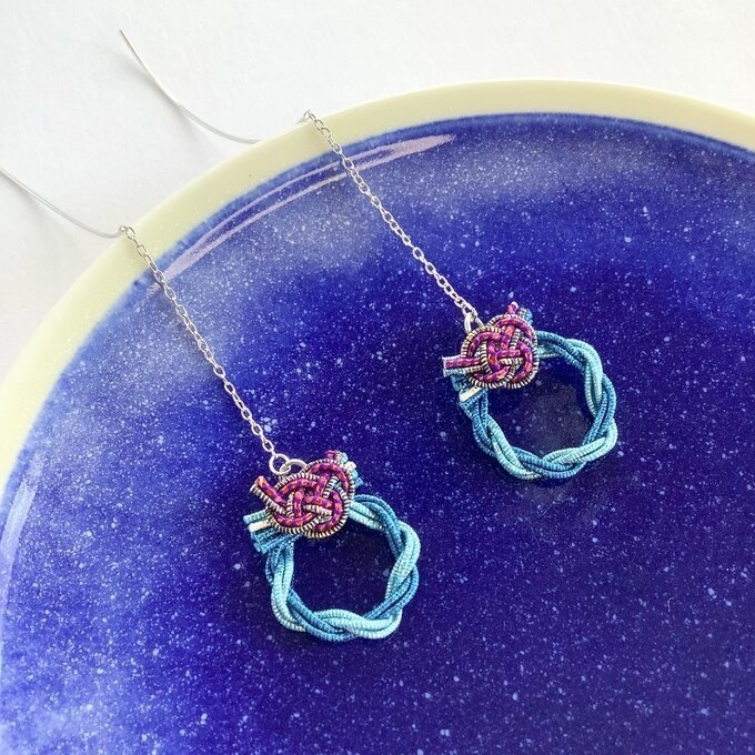 水引【ミニリース】ピアス 大人可愛い ブルー キラキラ