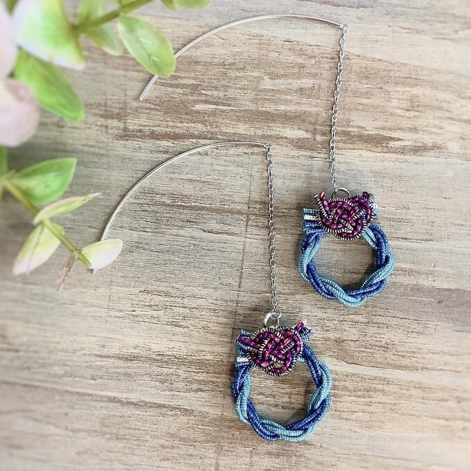 水引【ミニリース】ピアス 大人可愛い ブルー キラキラ