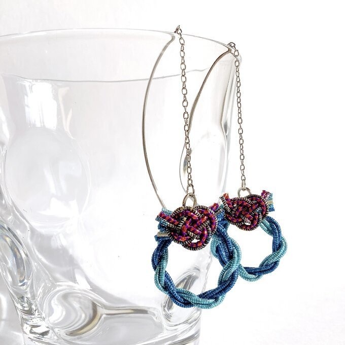 水引【ミニリース】ピアス 大人可愛い ブルー キラキラ