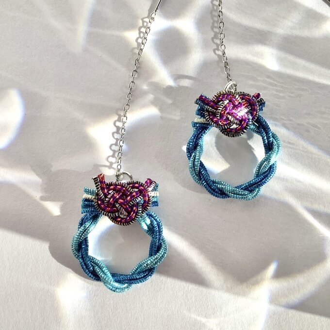 水引【ミニリース】ピアス 大人可愛い ブルー キラキラ