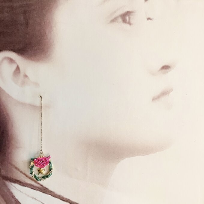 水引【ミニリース】ピアス 大人可愛い 星 クリスマス キラキラ