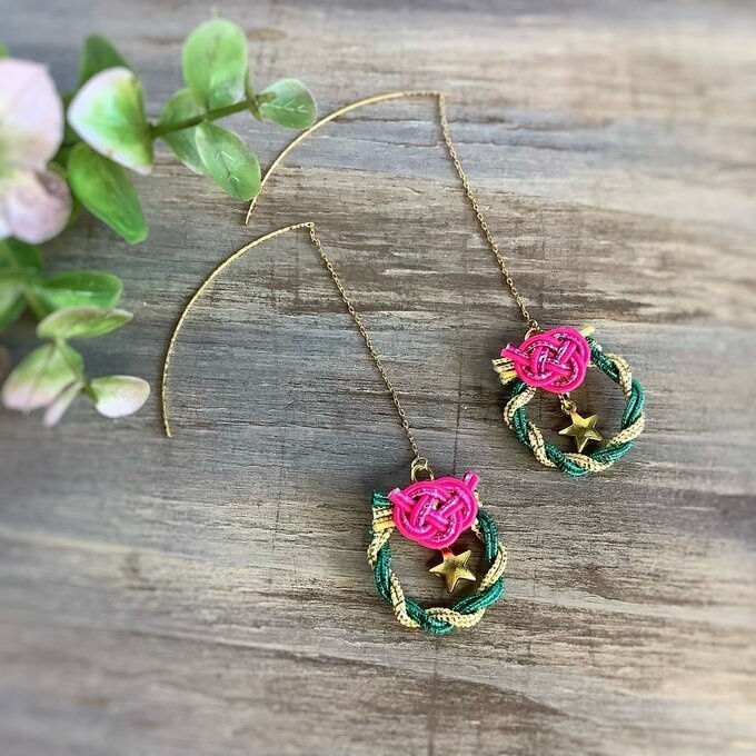 水引【ミニリース】ピアス 大人可愛い 星 クリスマス キラキラ