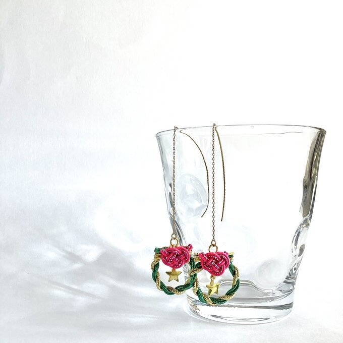 水引【ミニリース】ピアス 大人可愛い 星 クリスマス キラキラ