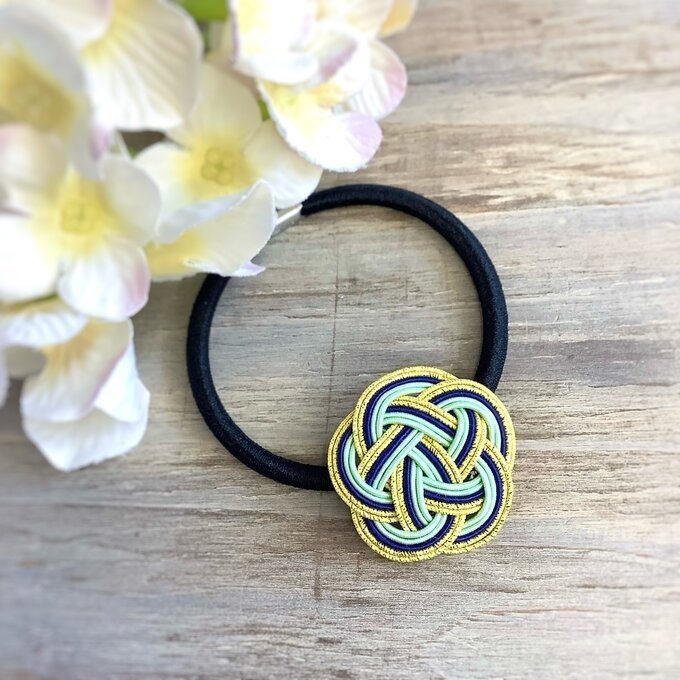 水引 ヘアゴム【ミント】薄荷色 お花