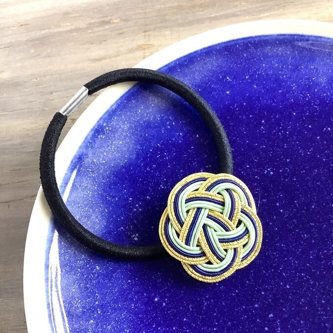 水引 ヘアゴム【ミント】薄荷色 お花