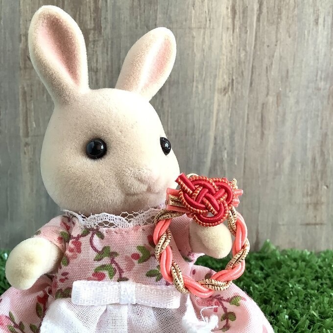 水引製 ミニミニリース 正月飾り【コーラル 金】ドールハウス ミニチュア オビツろいど シルバニア