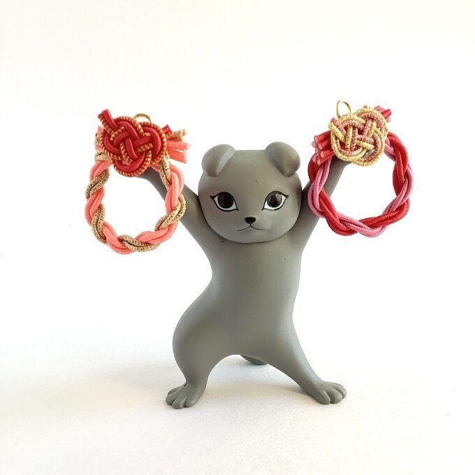 水引製 ミニミニリース 正月飾り【コーラル 金】ドールハウス ミニチュア オビツろいど シルバニア