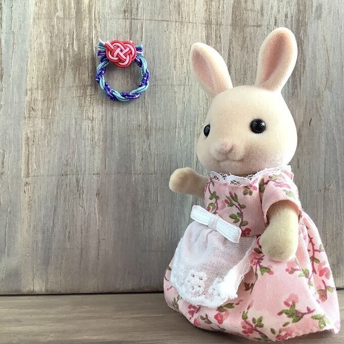 水引製 ミニミニリース 正月飾り【キラキラブルー】オビツろいど シルバニア ドールハウス