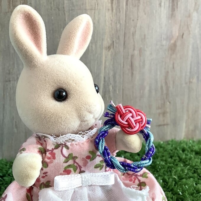 水引製 ミニミニリース 正月飾り【キラキラブルー】オビツろいど シルバニア ドールハウス