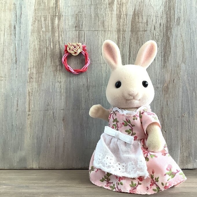水引製 ミニミニリース 正月飾り【赤 ピンク】オビツろいど シルバニア ドールハウス ミニチュア