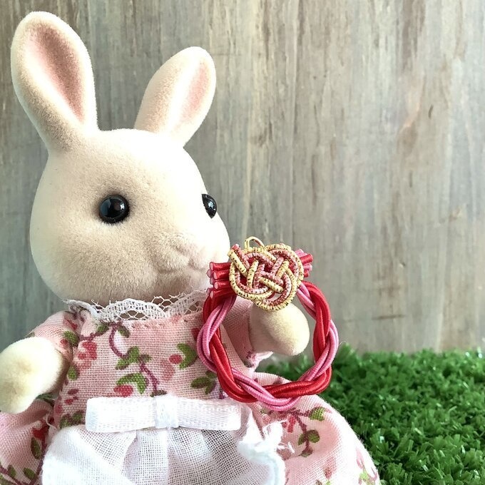 水引製 ミニミニリース 正月飾り【赤 ピンク】オビツろいど シルバニア ドールハウス ミニチュア