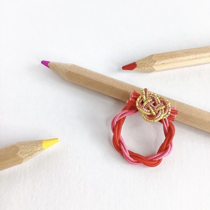 水引製 ミニミニリース 正月飾り【赤 ピンク】オビツろいど シルバニア ドールハウス ミニチュア