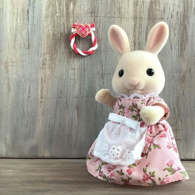 水引製 ミニミニリース 正月飾り【赤 白 ピンク】オビツろいど シルバニア ミニチュア