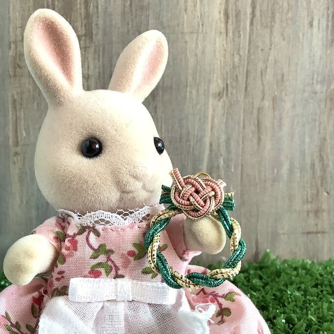 水引製 ミニミニリース 正月飾り【キラキラグリーン 金】オビツろいど シルバニア ミニチュア