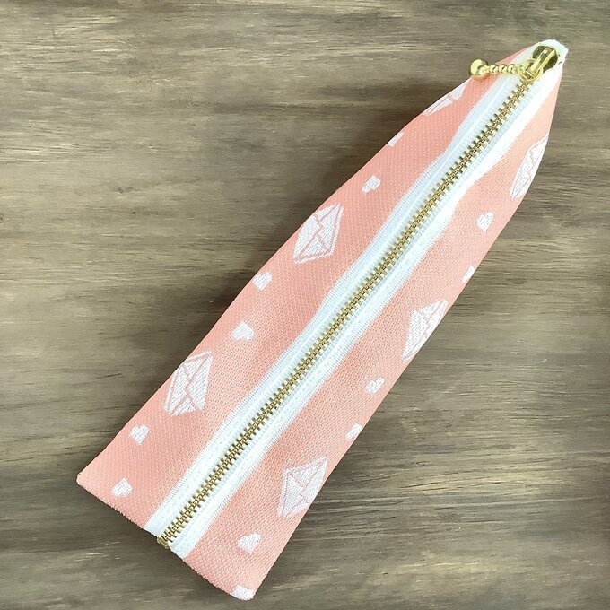 【ラブレター】畳縁 テトラ型 ペンケース ピーチ色 手紙 封筒 ハート