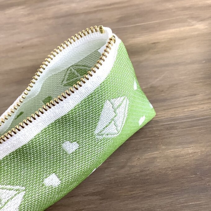 【ラブレター】畳縁 テトラ型 ペンケース メロン色 グリーン 手紙 封筒 ハート