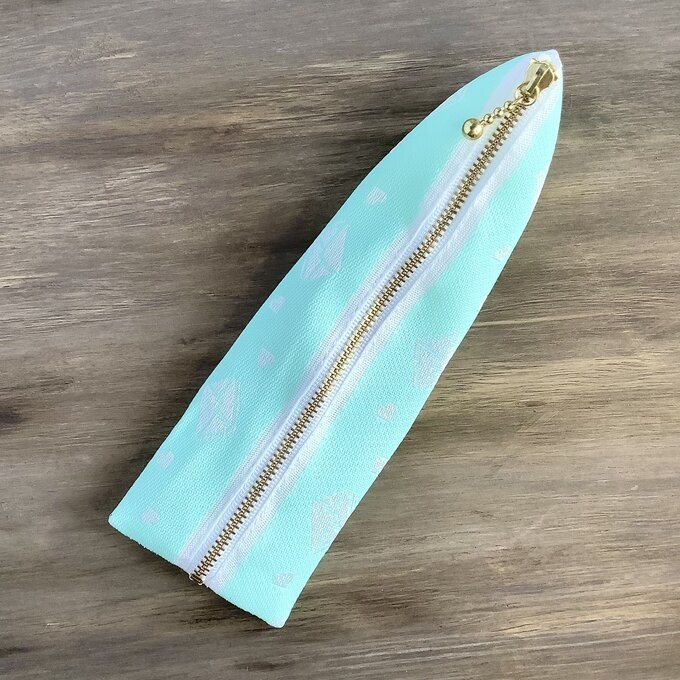 【ラブレター】畳縁 テトラ型 ペンケース ミント色 手紙 封筒 ハート 薄荷