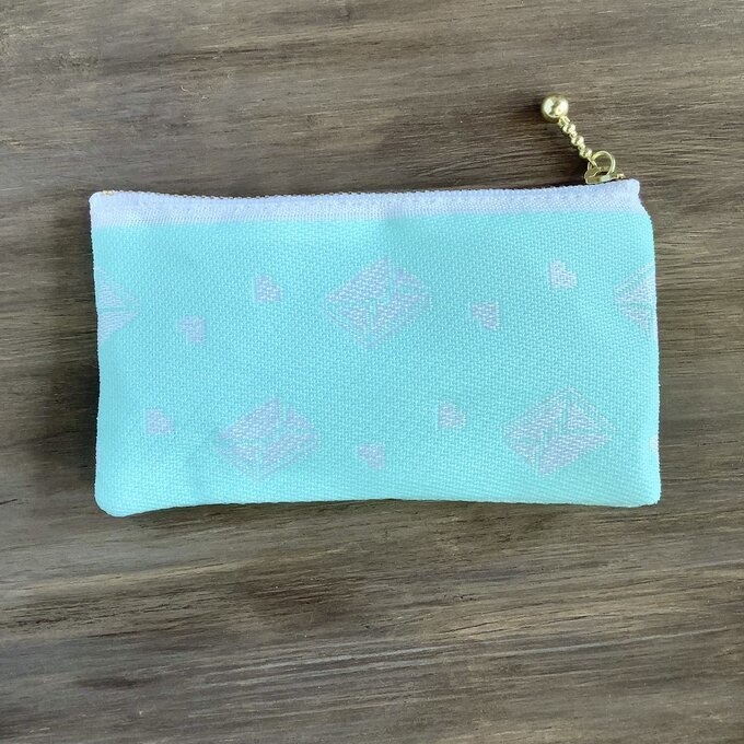 【ラブレター】畳縁 ぺたんこ ミニポーチ 小銭入れ カードケース ミント色 手紙 ハート 薄荷色